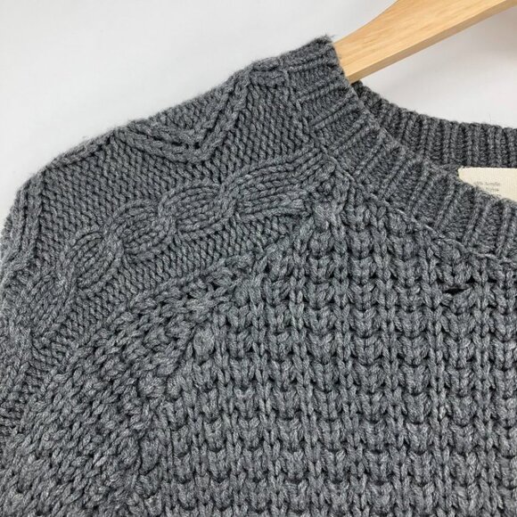Zara Charcoal Grey Cable Knit Long Sleeve Crew Neck Raglan stitch Sweater size S - Picture 13 of 16